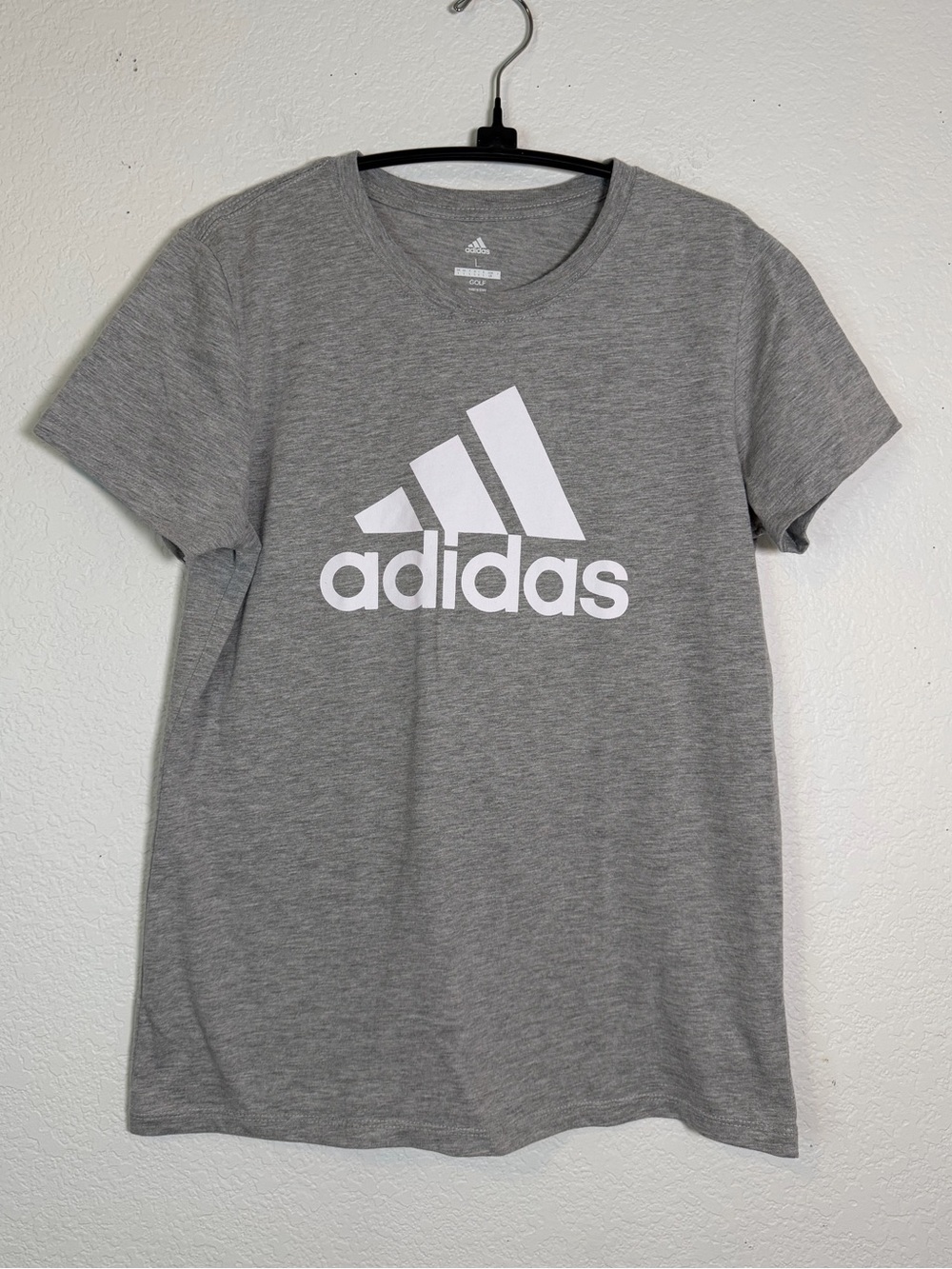 adidas Heather Gray Golf Logo Tee, size L